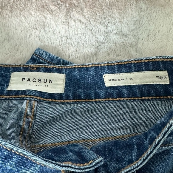 Pacsun Retro Patch Mom Jeans High Waisted Straight Leg size 25 - Picture 5 of 13